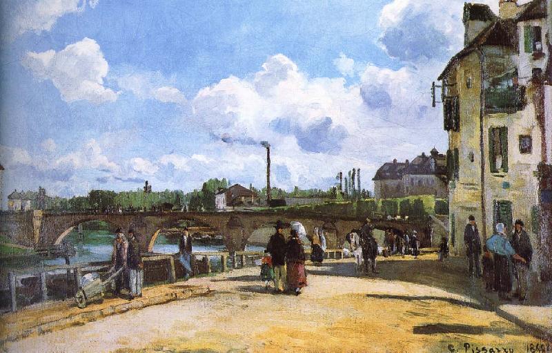 Camille Pissarro Pang map of the river and the bridge Schwarz